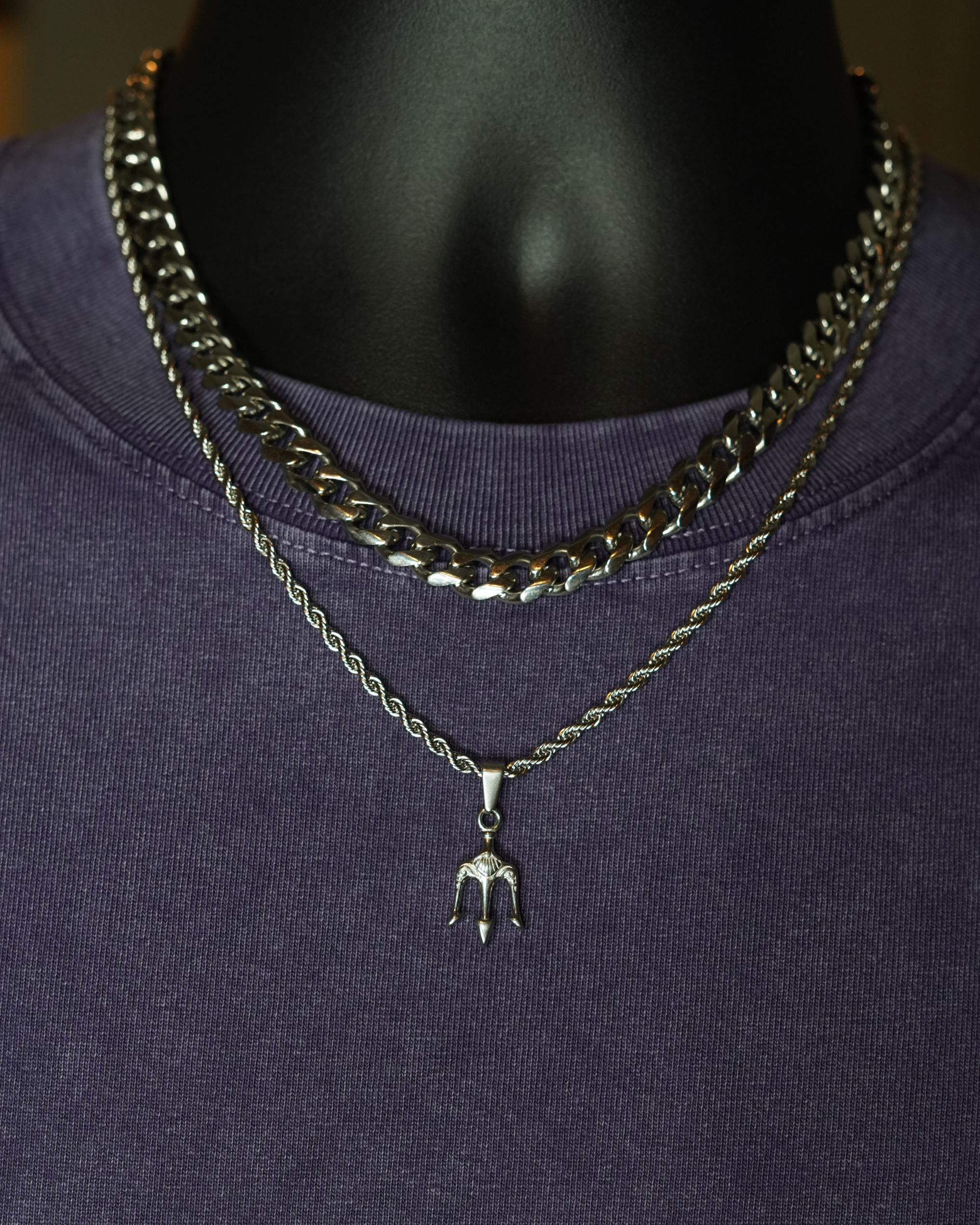 Trident Rope + Cuban 9mm  | Silver