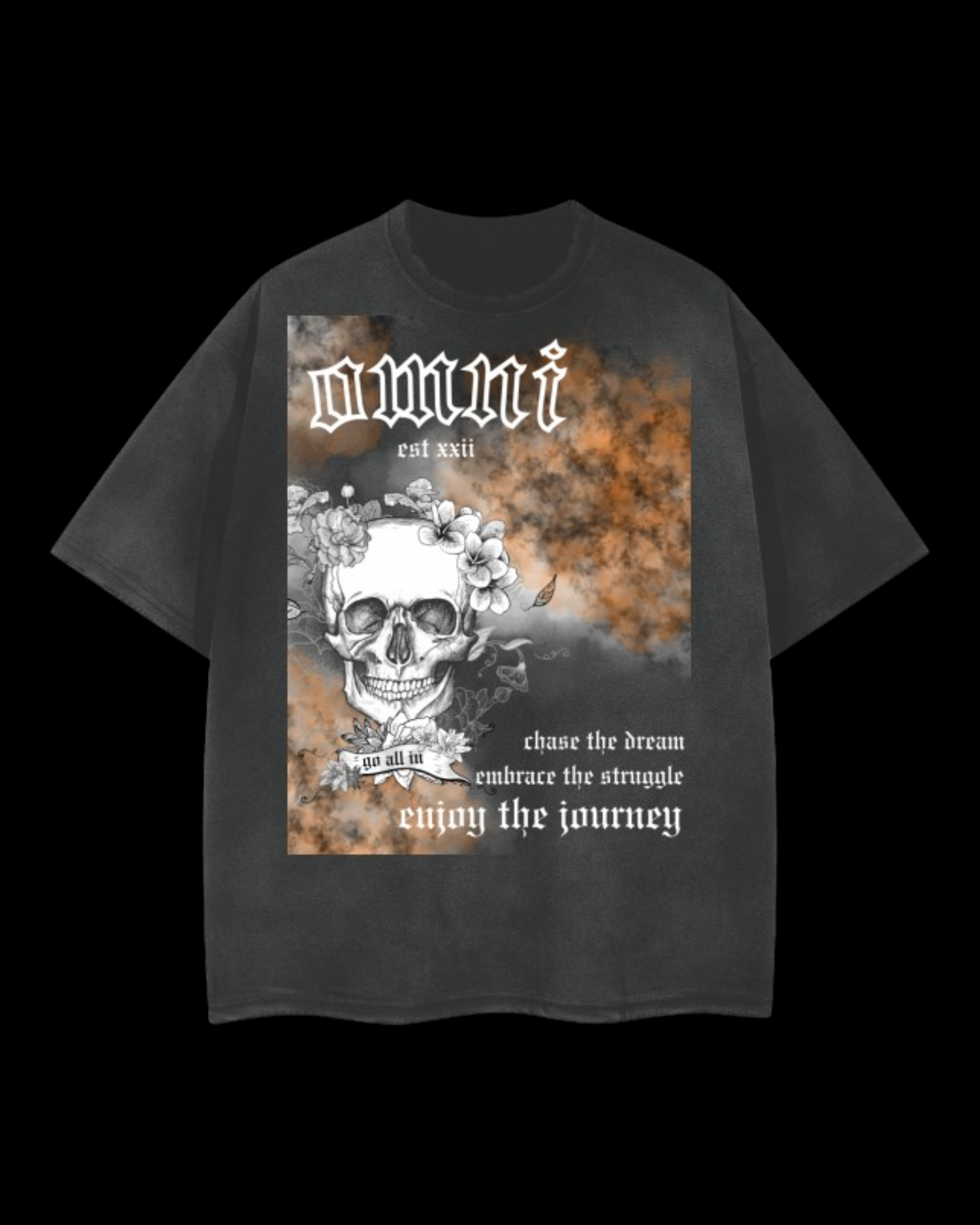 Relaxed Frayed Tee | Fog Skull