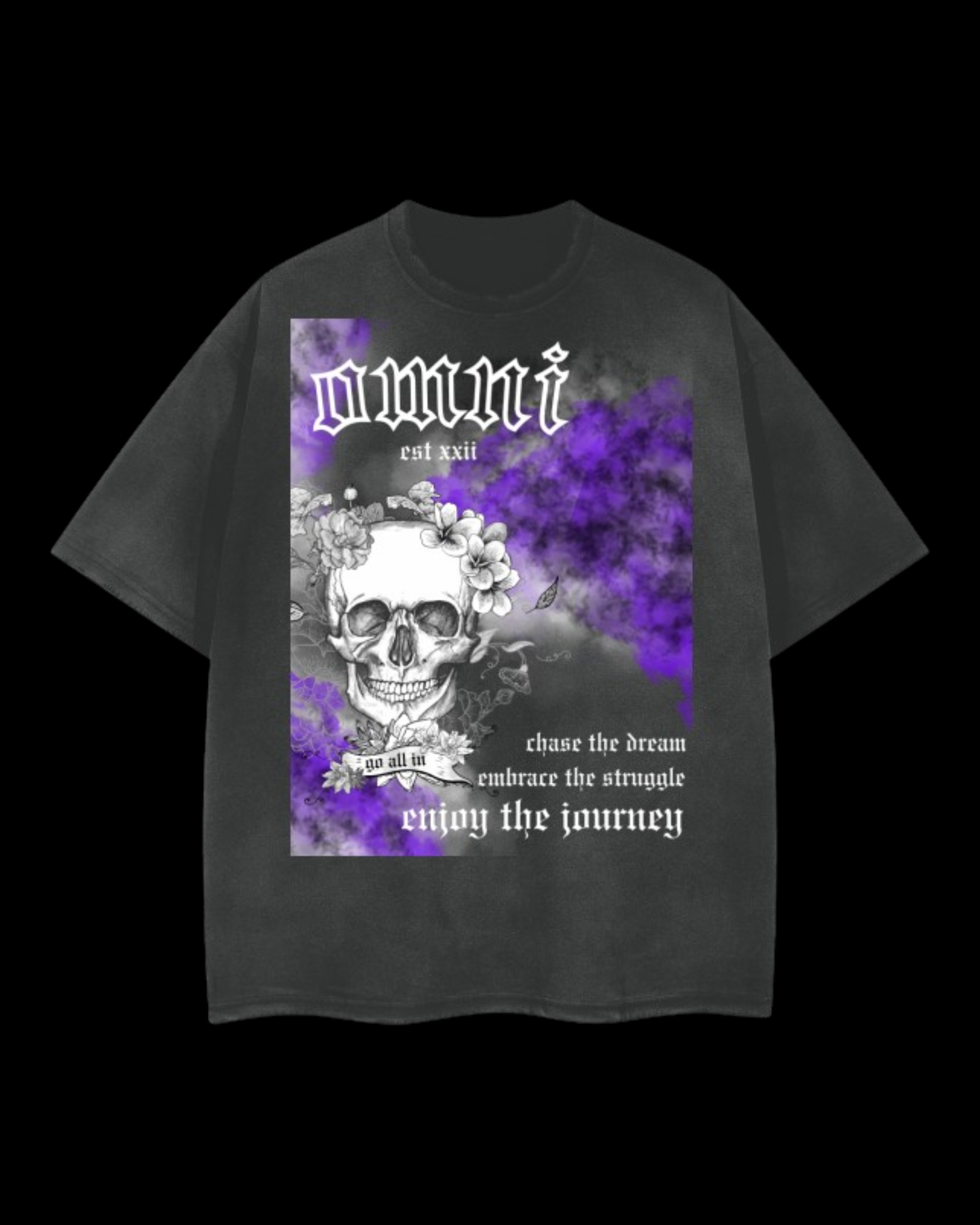 Relaxed Frayed Tee | Fog Skull