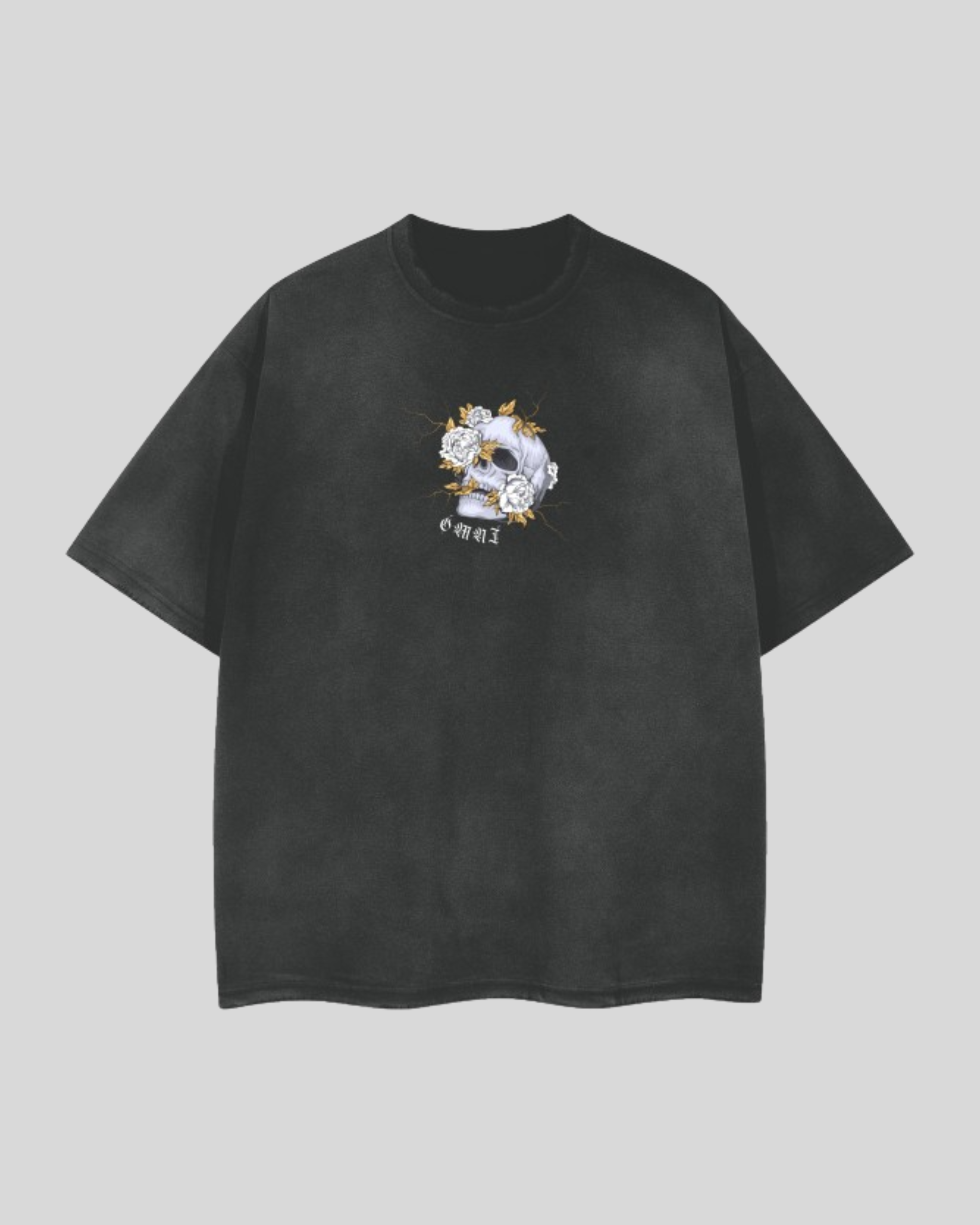 Relaxed Frayed Tee | Obsidian Skull