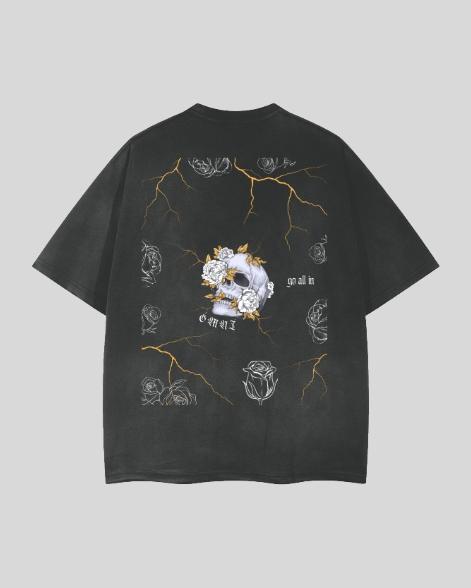 Relaxed Frayed Tee | Obsidian Skull