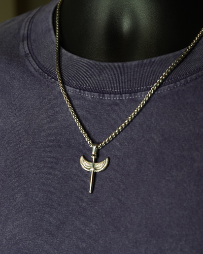 Winged Sword Wheat + Rope 3mm  | Silver