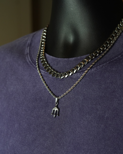 Trident Rope + Cuban 9mm  | Silver