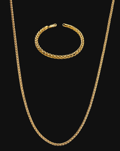 Wheat Bracelet & Necklace Set | Gold