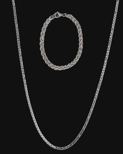 Wheat Bracelet & Necklace Set | Silver
