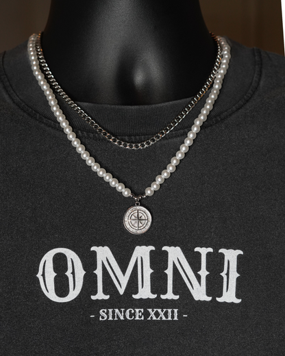 Pearl Pendant x 5mm Cuban | Compass