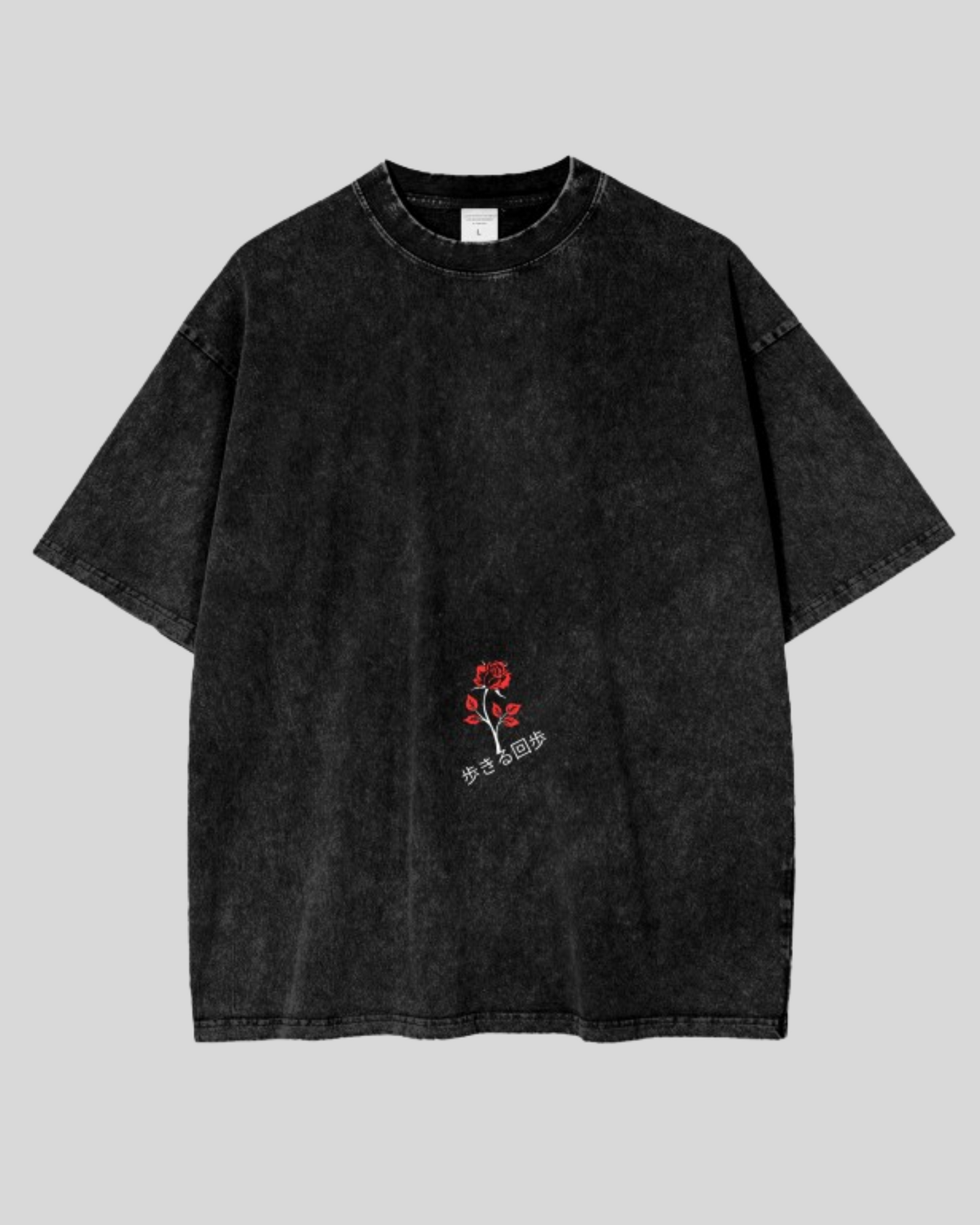 Relaxed Stonewash Tee | Roses (Black)