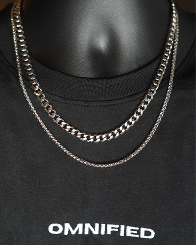 Cuban 7mm + Wheat 3mm | Silver