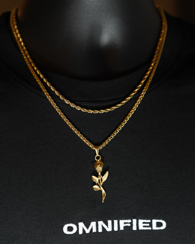 Rose Wheat + Rope 3mm  | Gold