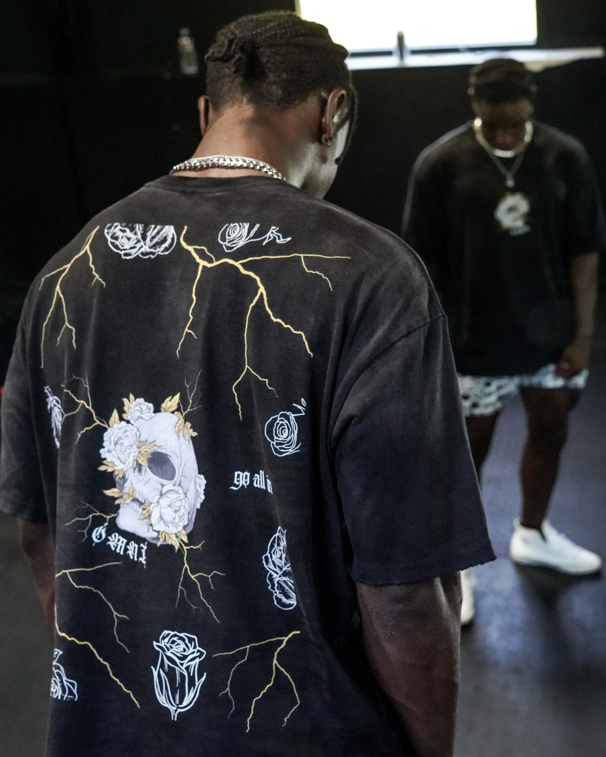 Relaxed Frayed Tee | Obsidian Skull