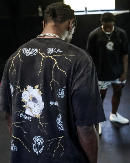 Relaxed Frayed Tee | Obsidian Skull