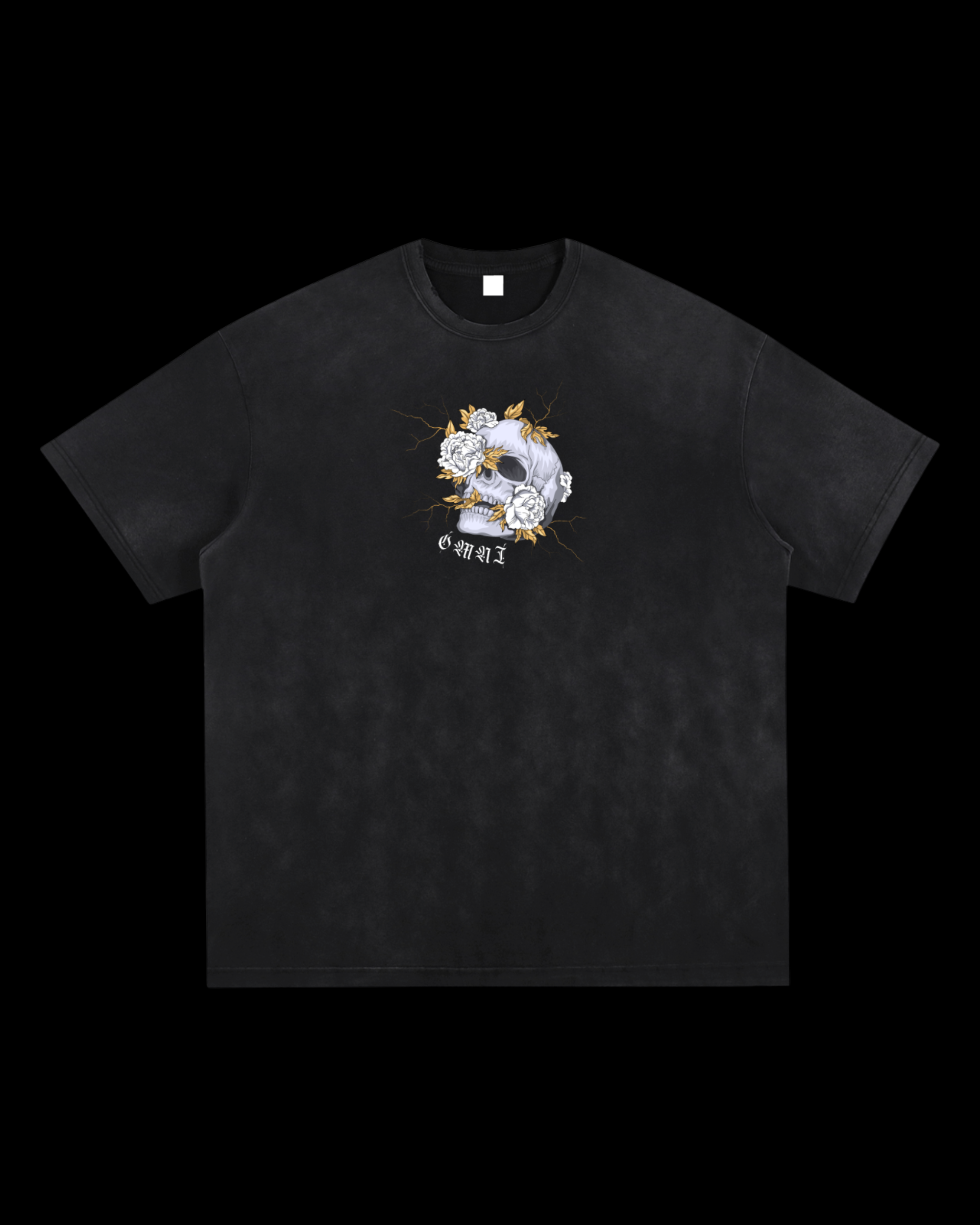 Relaxed Frayed Tee | Obsidian Skull