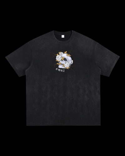 Relaxed Frayed Tee | Obsidian Skull