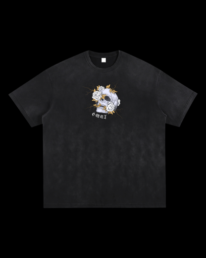 Relaxed Frayed Tee | Obsidian Skull