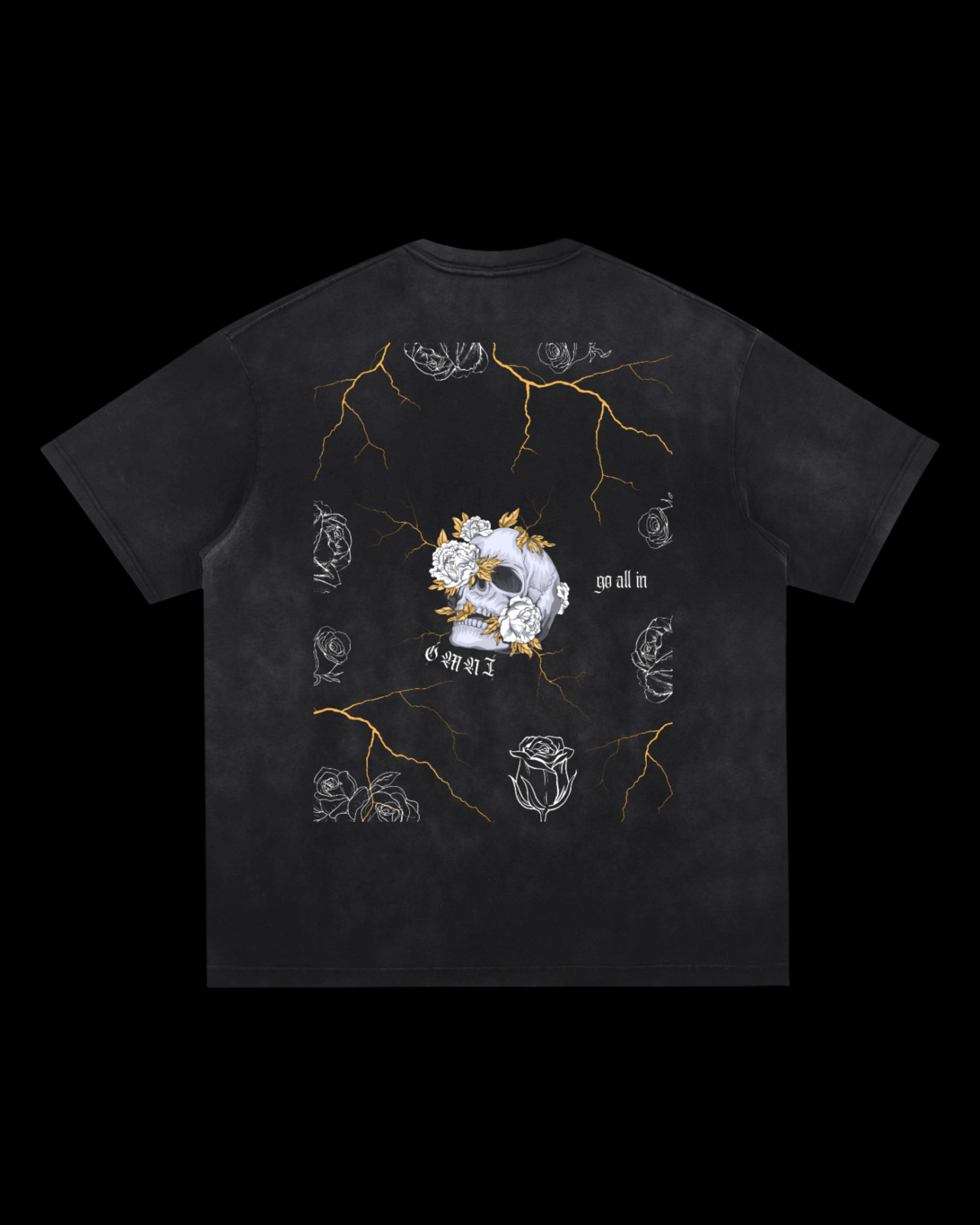 Relaxed Frayed Tee | Obsidian Skull