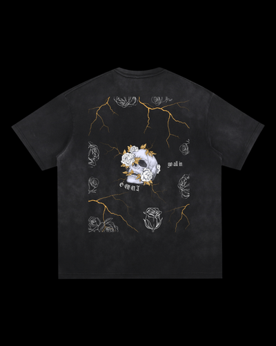Relaxed Frayed Tee | Obsidian Skull