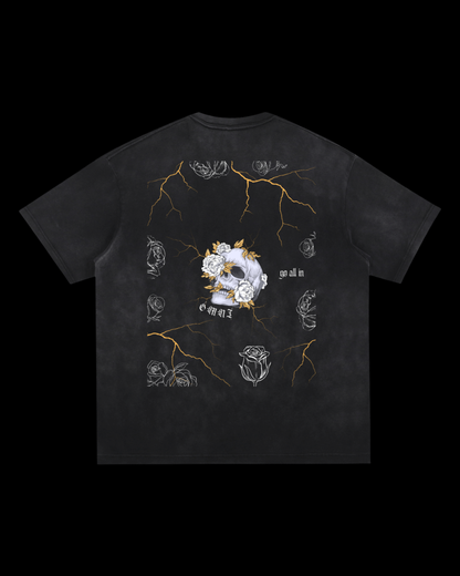 Relaxed Frayed Tee | Obsidian Skull