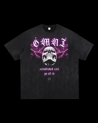 Relaxed Frayed Tee | Electric Skull