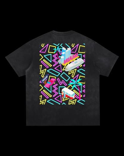 Relaxed Frayed Tee | Miami Neon
